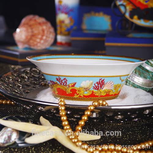 9 Inches Fine Bone China Luxury Antique Porcelain Fruit Bowl